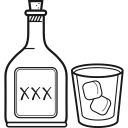 Icon von Flasche und Glas, repräsentiert Alkoholsucht-Therapie in Tiefenbach (bei Landshut).